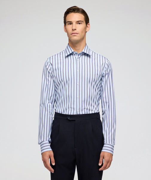 Chemise en coton à rayures bleu clair et bleues