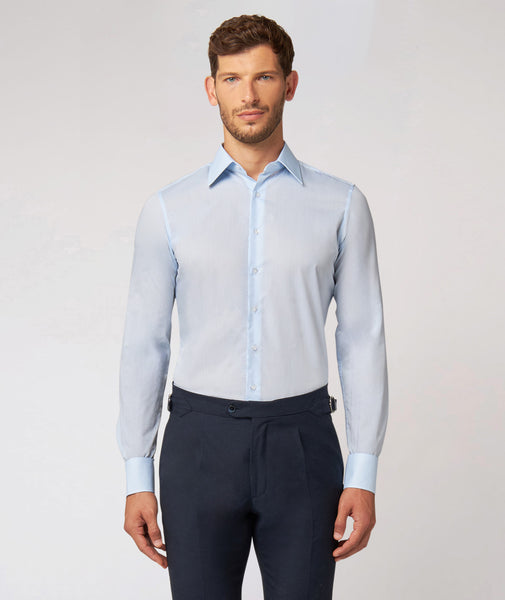 Light blue in Cotton Zephyr Men's Tailored Shirt for Ultimate Style