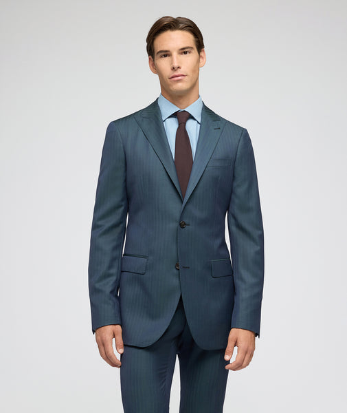 Abito Solaro in lana spigata  verde blu