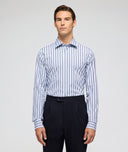 Camicia in cotone rigata azzurro e blu