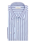 Camicia in cotone rigata azzurro e blu