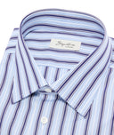 Camicia in cotone rigata azzurro e blu