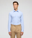 Chemise Coton Bleu Ciel à Micro Carreaux