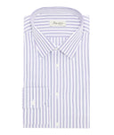 Camicia in cotone rigata azzurro e viola