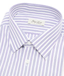 Camicia in cotone rigata azzurro e viola
