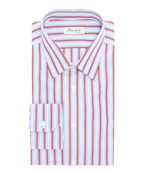 Camicia in cotone rigata azzurro e bordeaux