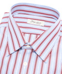 Camicia in cotone rigata azzurro e bordeaux