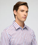 Camicia in cotone rigata azzurro e bordeaux