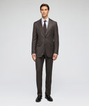 Brown twill wool suit with lilac stripe