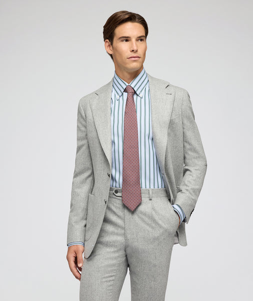 Traje en franela de lana gris claro mélange