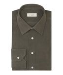 Chemise Sur Mesure pour homme verte en velours de coton