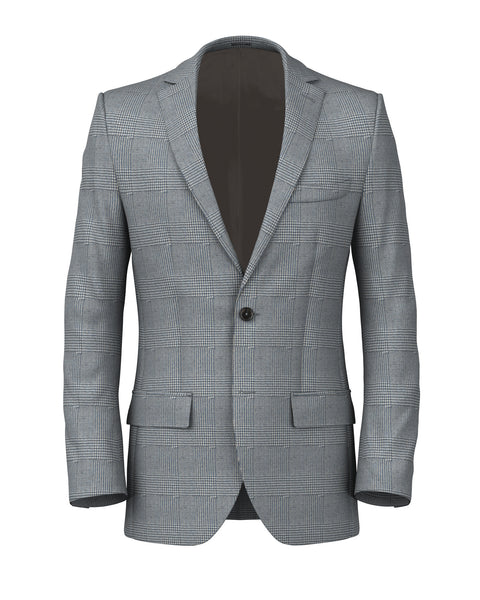 Veste en laine prince de galles bleu clair
